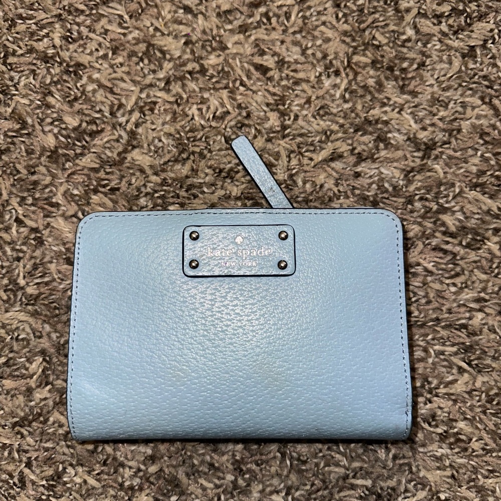 Kate Spade Blue Bifold Wallet Textured Leather